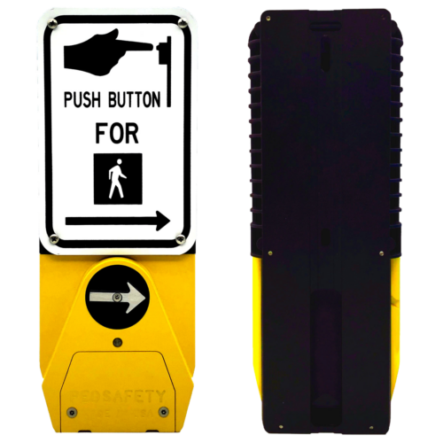 Front and back view of the Guardian accessible pedestrian signal