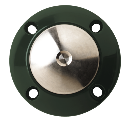 Front view of a green 4 Hole Series Mechanical Push Button