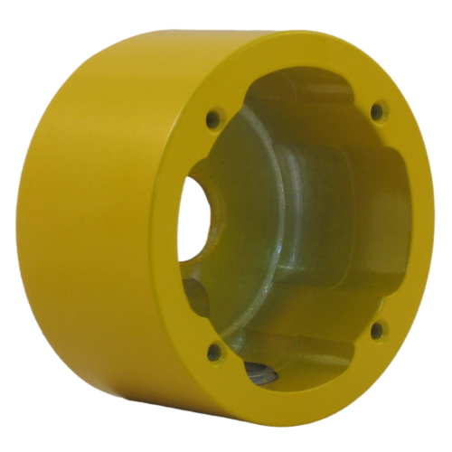 Front view of a yellow standard button cup
