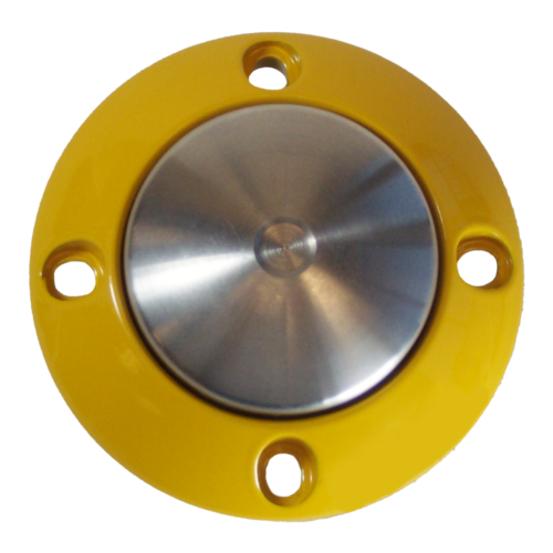Front view of a yellow Typical Movement Push Button