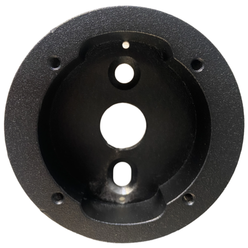 Front view of a black low profile button cup